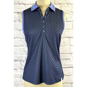 Lady Hogan Womens XS Sleeveless Golf Tennis Polo Shirt Tank Argyle Navy Blue NWT